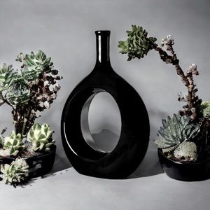 Black Ceramic 10 inch Modern Vase